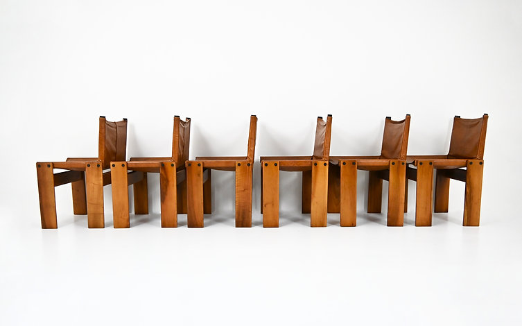 Monk Dining Chairs by Afra & Tobia Scarpa for Molteni, 1970s, set of 6 