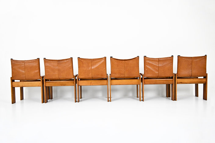 Monk Dining Chairs by Afra & Tobia Scarpa for Molteni, 1970s, set of 6 