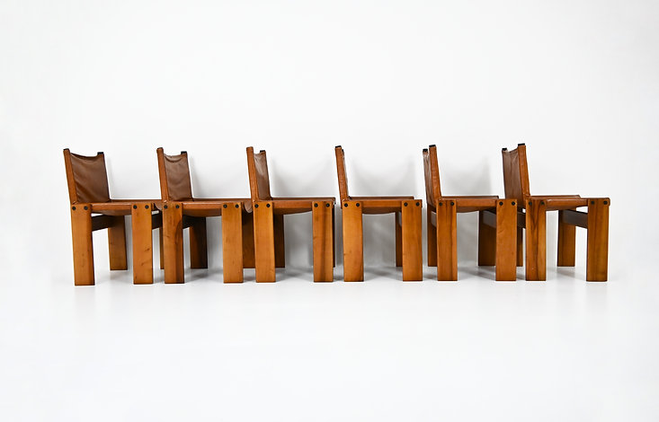 Monk Dining Chairs by Afra & Tobia Scarpa for Molteni, 1970s, set of 6 