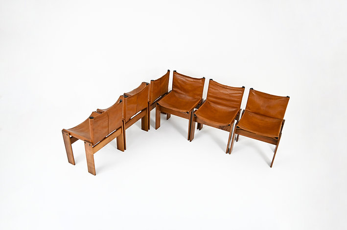 Monk Dining Chairs by Afra & Tobia Scarpa for Molteni, 1970s, set of 6 