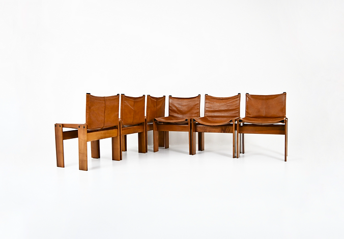 Monk Dining Chairs by Afra & Tobia Scarpa for Molteni, 1970s, set of 6 