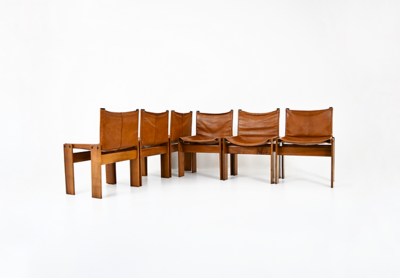 Monk Dining Chairs by Afra & Tobia Scarpa for Molteni, 1970s, set of 6 