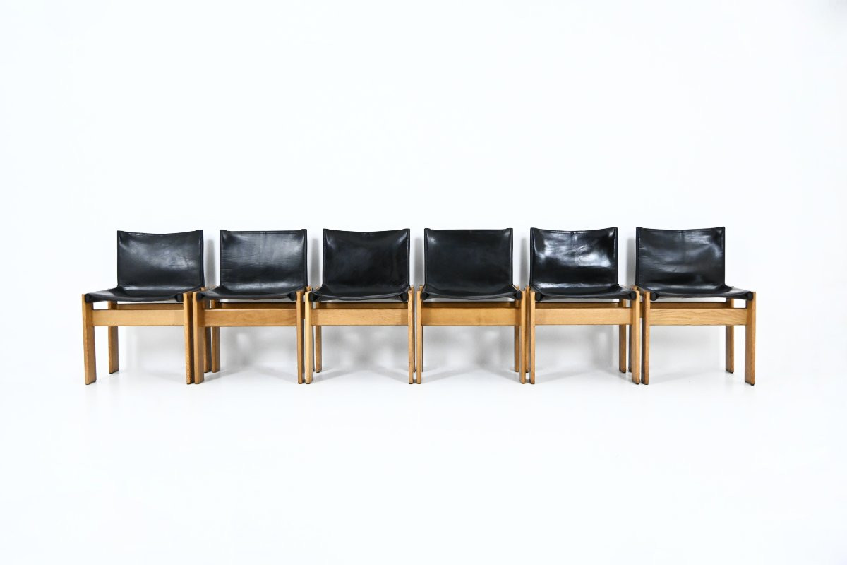 Monk Dining Chairs by Afra & Tobia Scarpa for Molteni, 1970s, set of 6