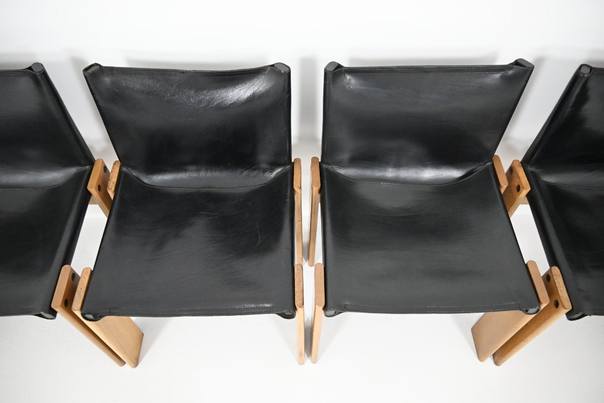 Monk Dining Chairs by Afra & Tobia Scarpa for Molteni, 1970s, set of 6