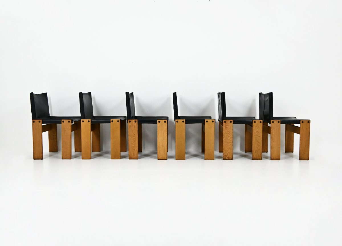 Monk Dining Chairs by Afra & Tobia Scarpa for Molteni, 1970s, set of 6