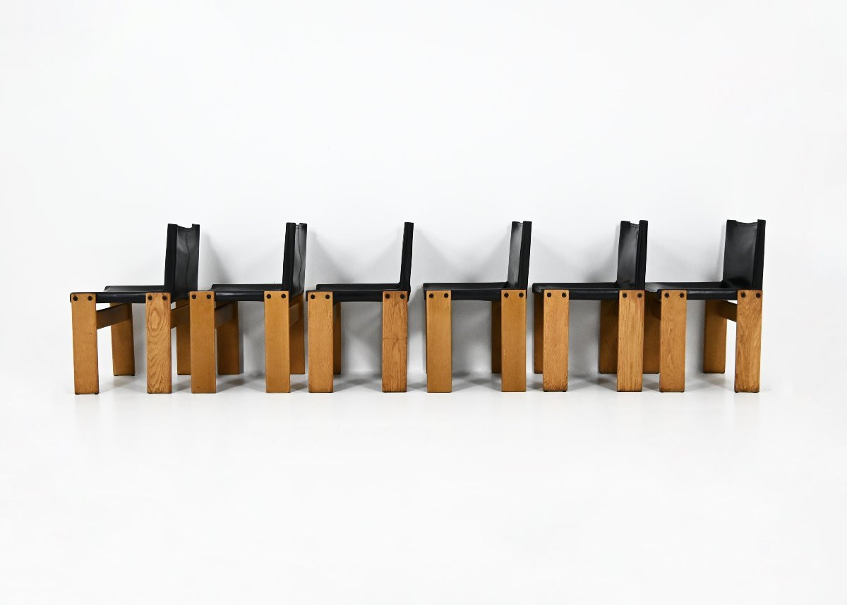 Monk Dining Chairs by Afra & Tobia Scarpa for Molteni, 1970s, set of 6