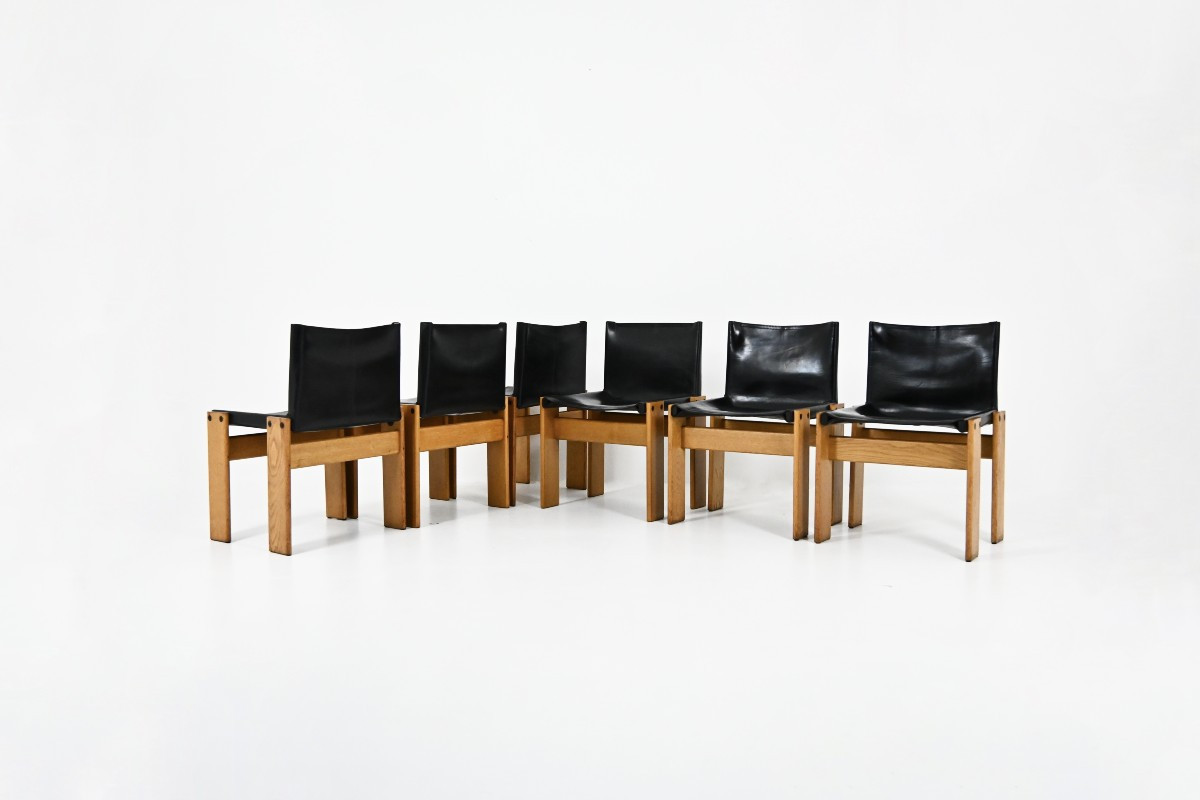 Monk Dining Chairs by Afra & Tobia Scarpa for Molteni, 1970s, set of 6