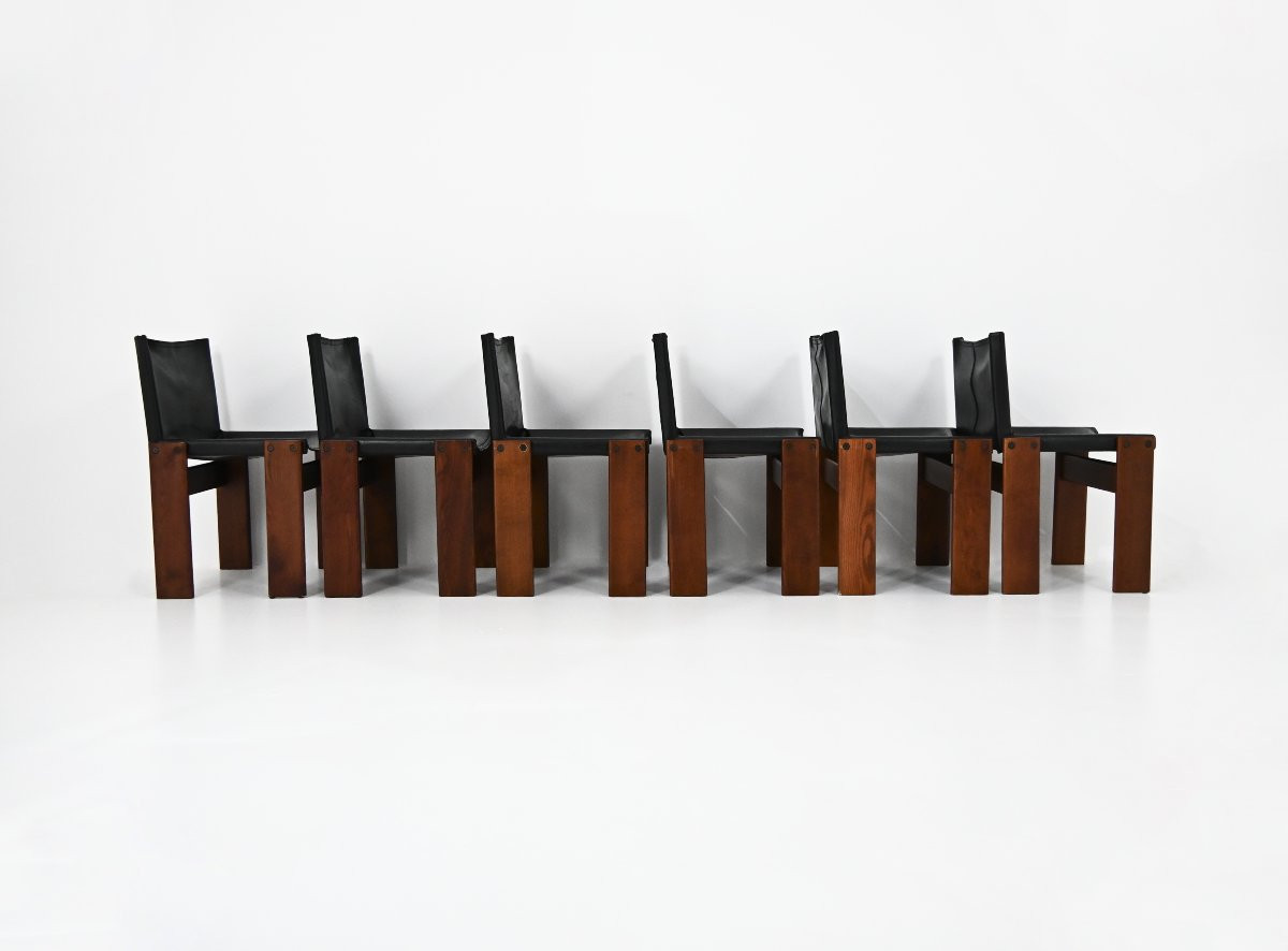 Monk Dining Chairs by Afra & Tobia Scarpa for Molteni, 1970s, set of 6