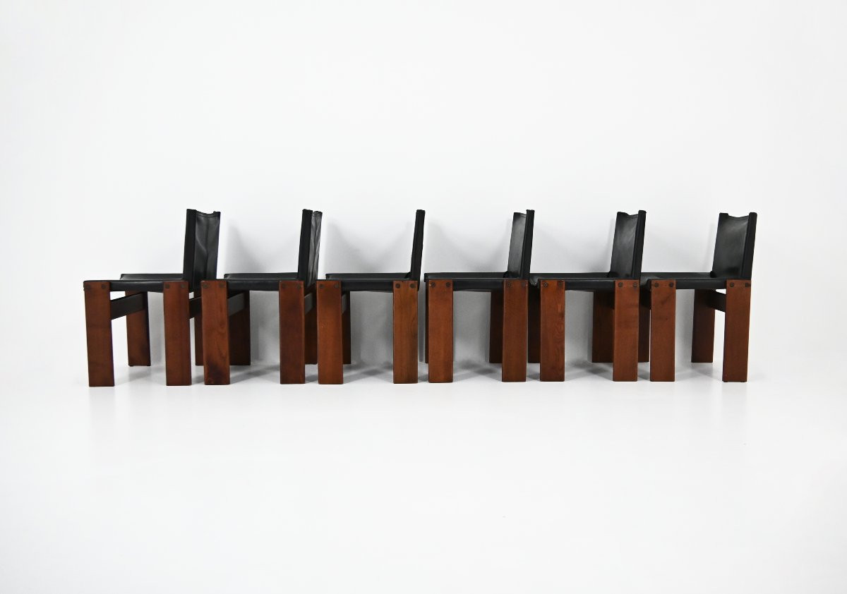 Monk Dining Chairs by Afra & Tobia Scarpa for Molteni, 1970s, set of 6