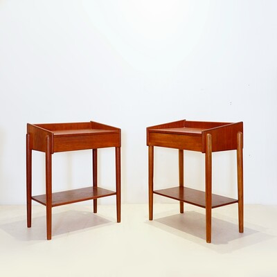 Pair Borge Mogensen Teak Night Stands for Soborg Mobler - Denmark, 1960s 