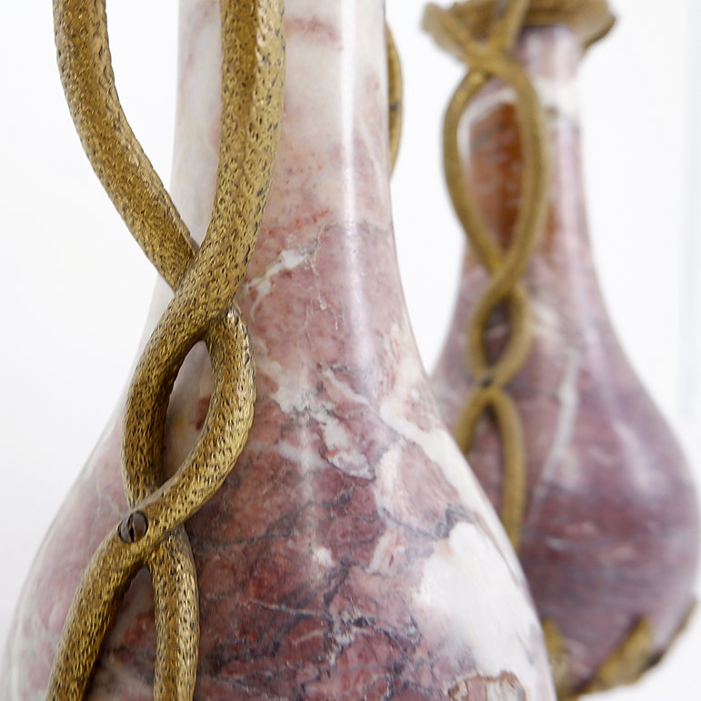 Pair of 19th Century French Louis XVI Marble and Bronze Cassolettes