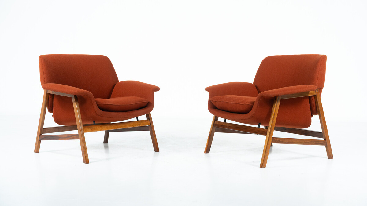 Pair of Armchairs Mod. 849 by Gianfranco Frattini for Cassina, 1950s