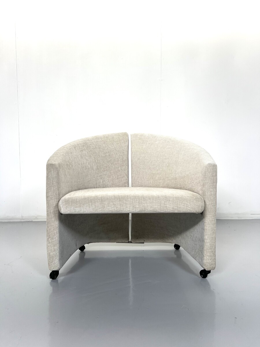 Pair of Armchairs on Casters for Saporiti Italia, new Upholstery, 1970s, 2 Pairs available