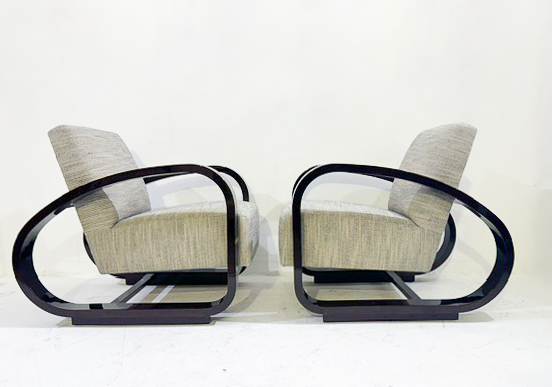 Pair of Art Deco Armchairs, New Upholstery