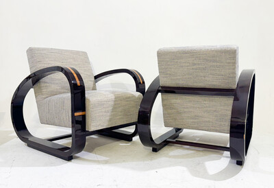 Pair of Art Deco Armchairs, New Upholstery