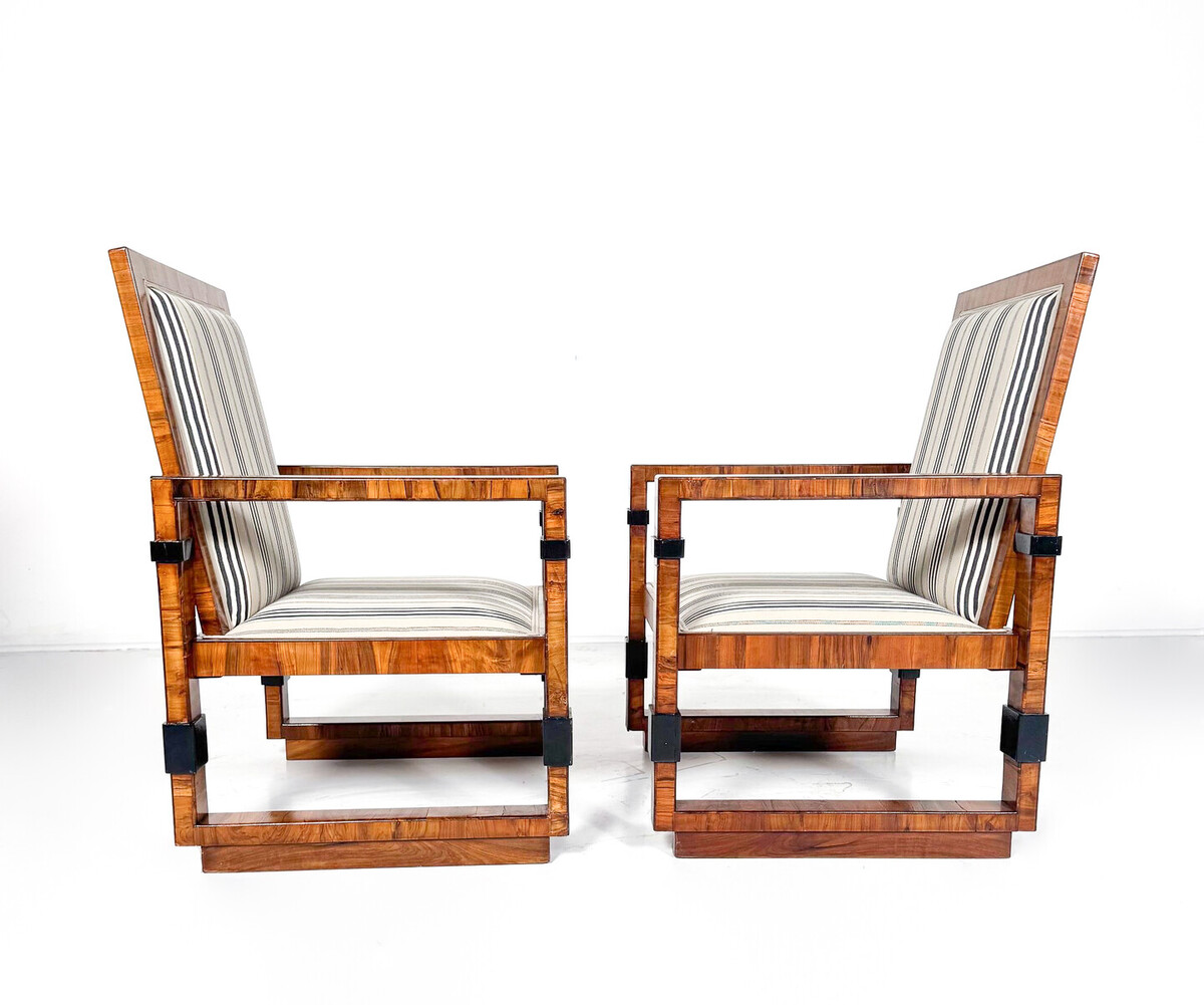 Pair of Art Deco Armchairs - New Upholstery