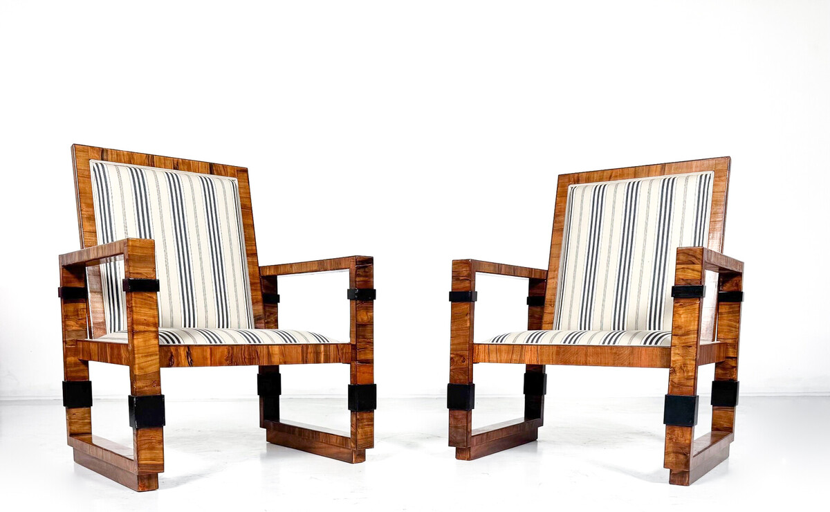Pair of Art Deco Armchairs - New Upholstery