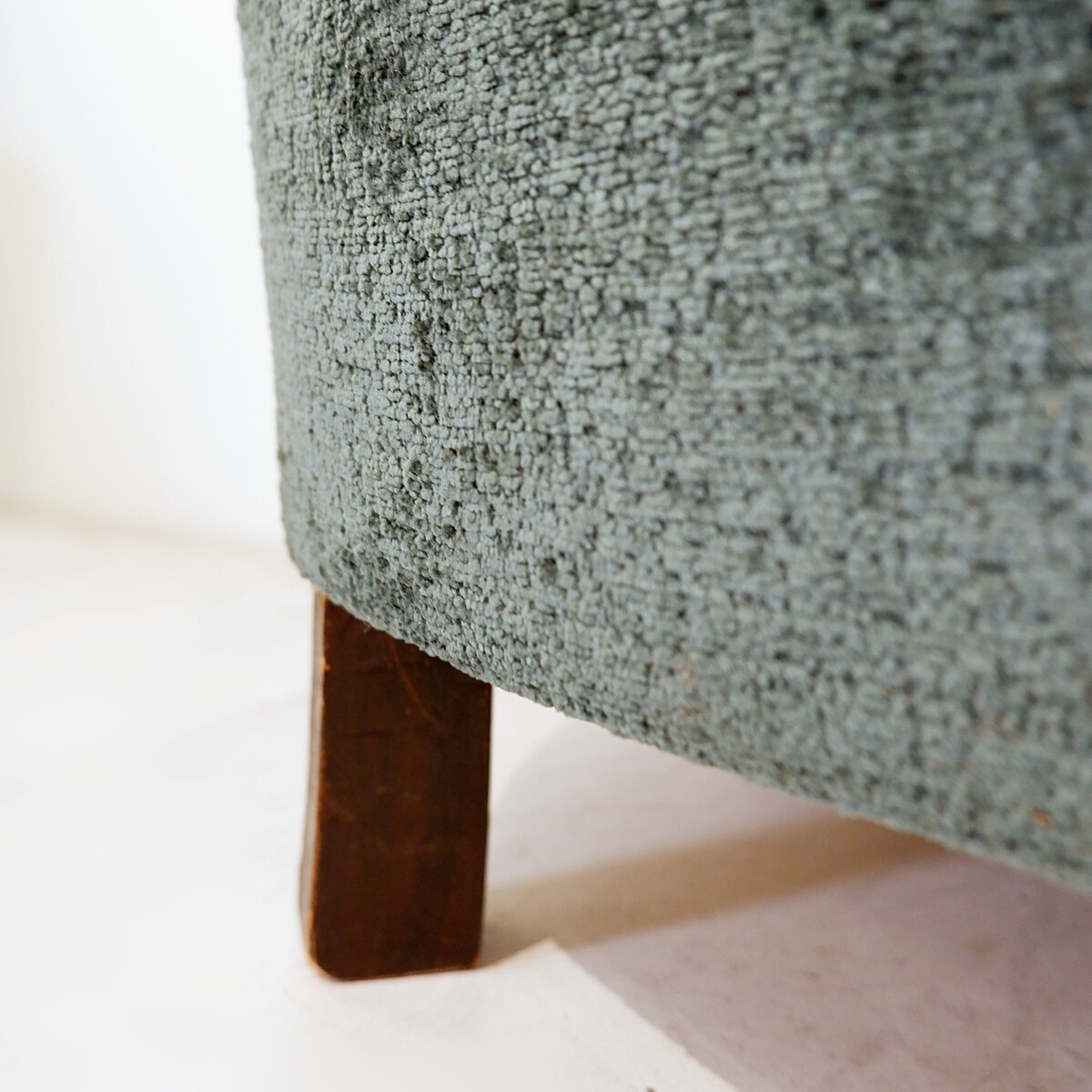 Pair of Art Deco club chairs – newly upholstered in green textured velvet