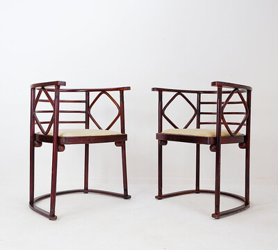 Pair of bentwood Armchairs mod. Fledermaus by Josef Hoffmann for Thonet, 1910s