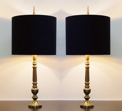 Pair of brass table lamps 