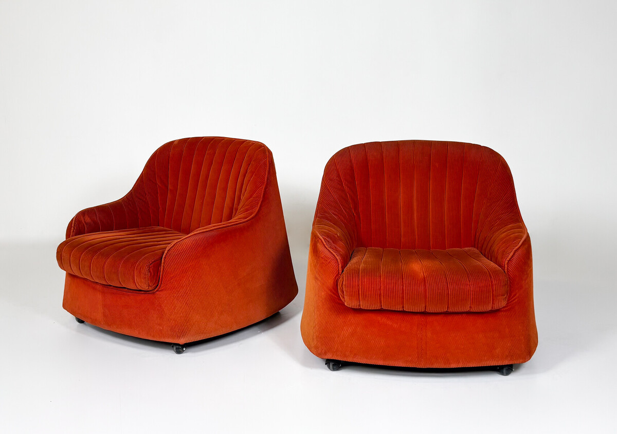 Pair of Ciprea Armchairs by Afra and Tobia Scarpa for Cassina- Original upholstery
