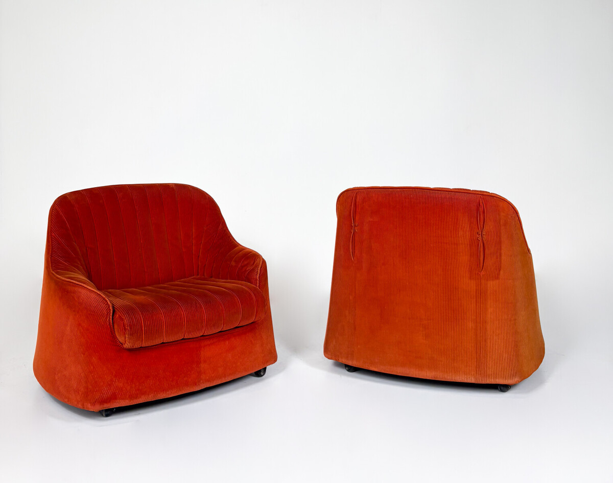 Pair of Ciprea Armchairs by Afra and Tobia Scarpa for Cassina- Original upholstery