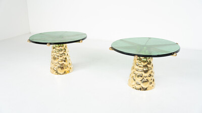 Pair of Contemporary Coffee Tables, Brass and Glass, Italy- 2 Sizes Available 