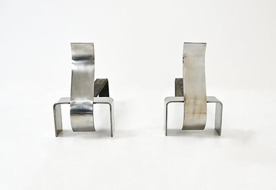 Pair of Fireplace Andirons, 1970s