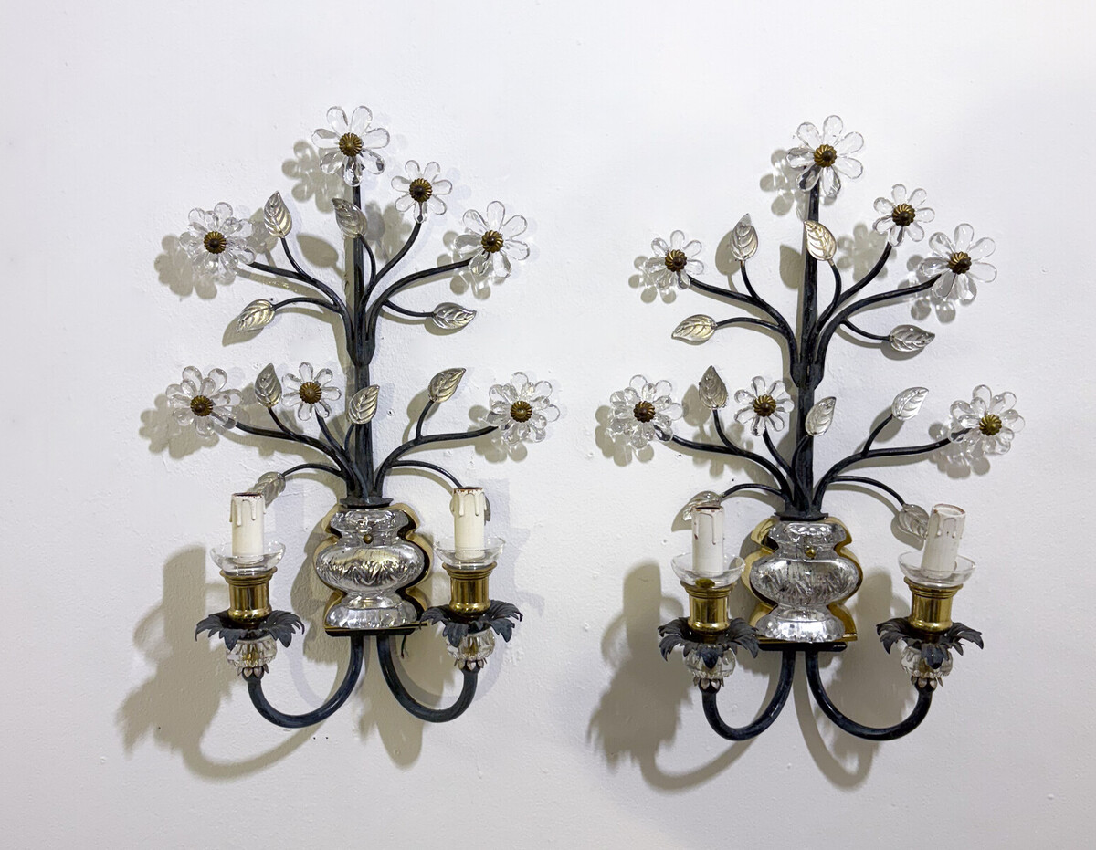 Pair of Floral Wall lights for Banci Firenze, Italy