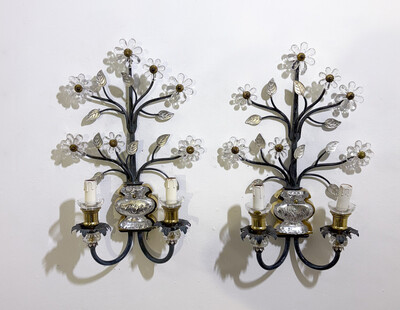 Pair of Floral Wall lights for Banci Firenze, Italy