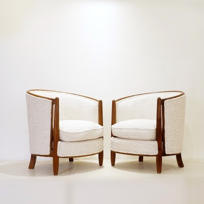Pair of French Art Deco Armchairs - New upholstery
