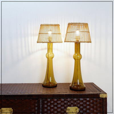 Pair of Glass Table Lamps by Nanny Still for Raak, Netherlands, 1960s