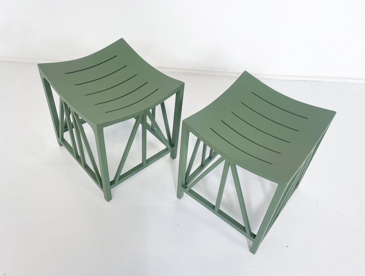 Pair of Green Belgian Stools Model 'Toutankhamon'