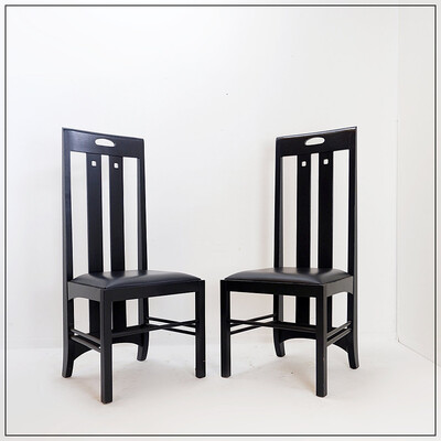 Pair of high back chairs 'Ingram' by Charles Rennie Mackintosh for Cassina1980s