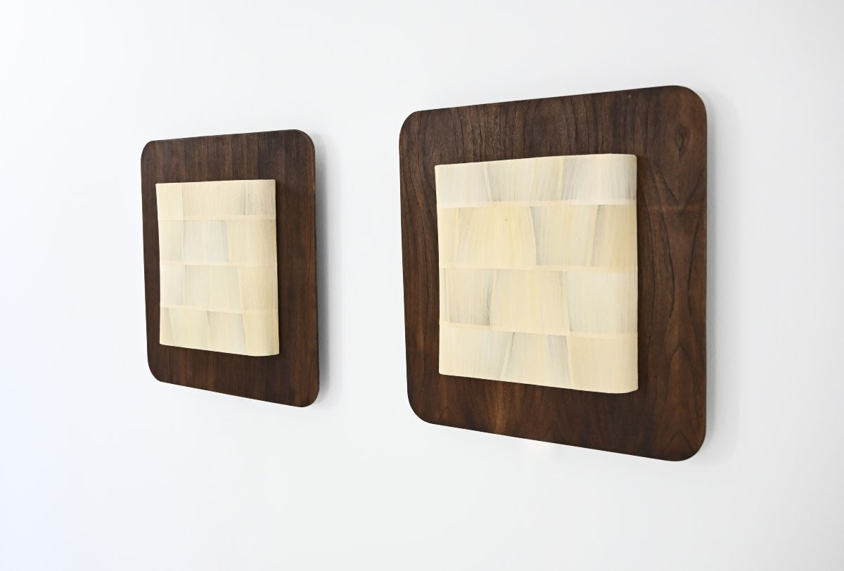 Pair of italian wooden wall lamps, 1960's