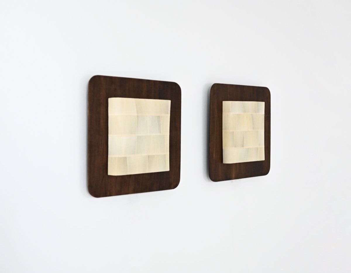 Pair of italian wooden wall lamps, 1960's