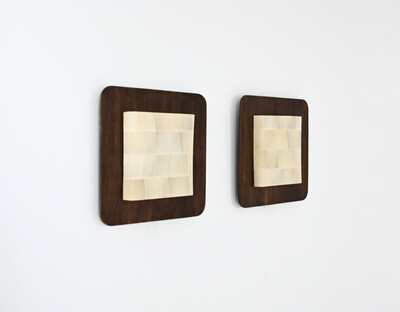 Pair of italian wooden wall lamps, 1960's