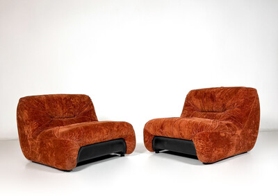 Pair of Malù Armchairs by Diego Mattu for 1P, Italy, 1960s