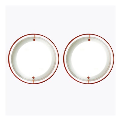 Pair of metal wall lights and frosted glass disc