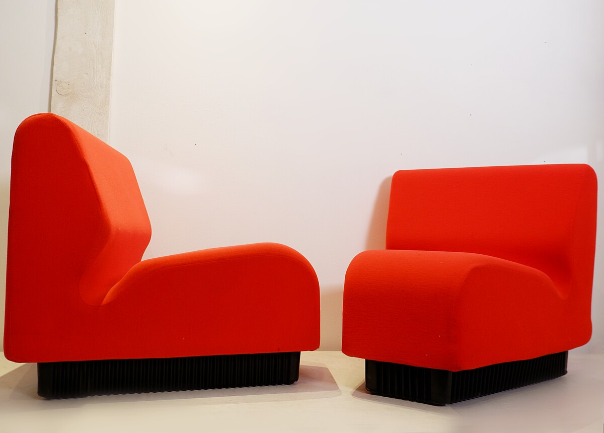 Pair of Miller orange armchairs