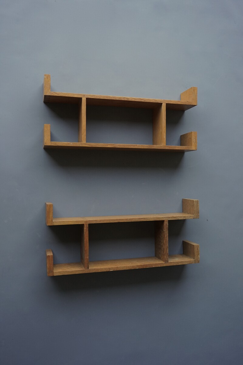 Pair of Modernist Oak wall shelves, 1960s