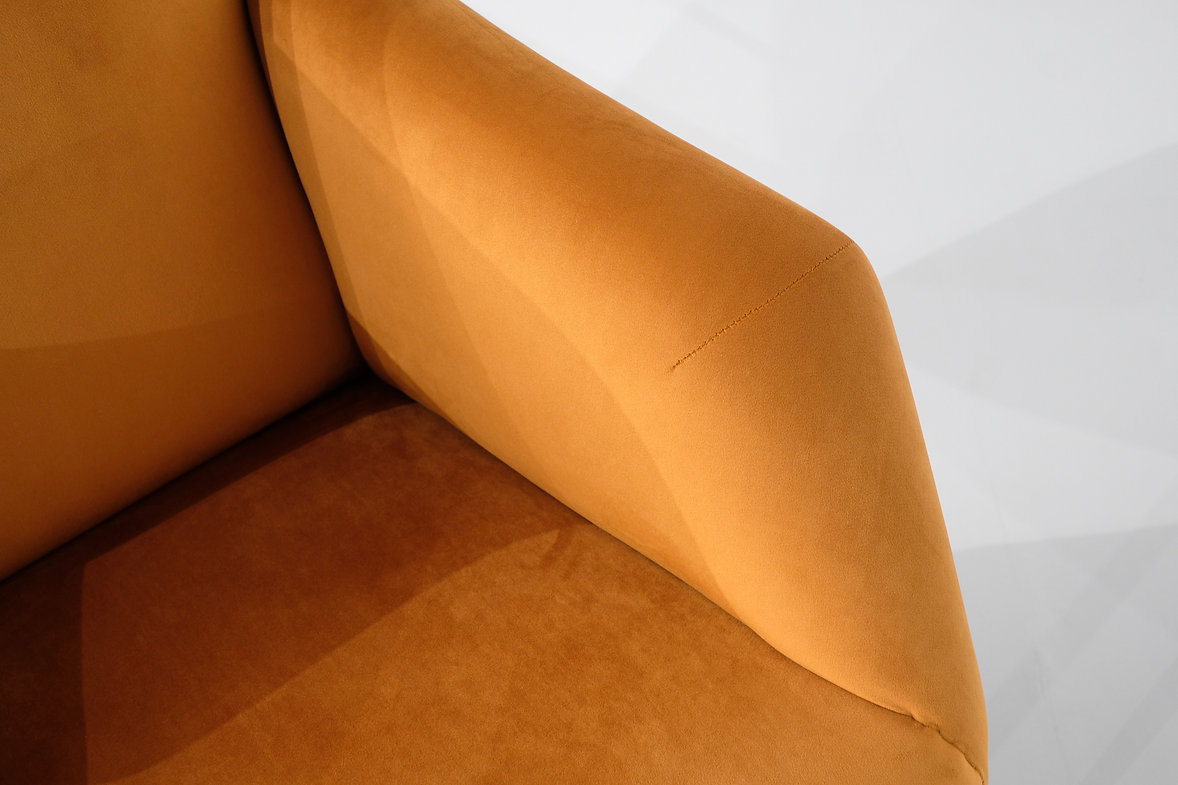 Pair of orange velvet armchairs, Italy 1960's