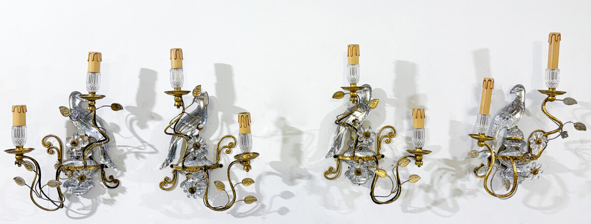 Pair of Parrot Wall lights Maison Baguès - 2 pairs available