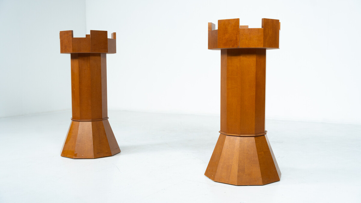 Pair of Planters in the shape of Chess Pieces, Italy, 1970s
