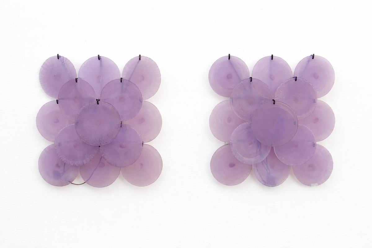 Pair of Purple Discs Wall Lights by Carlo Nason, 1960s