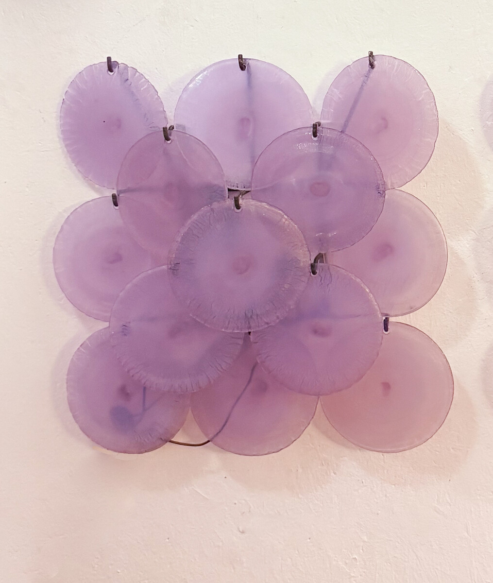 Pair of Purple Discs Wall Lights by Carlo Nason, 1960s
