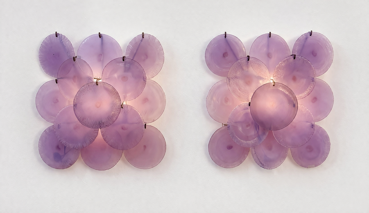 Pair of Purple Discs Wall Lights by Carlo Nason, 1960s
