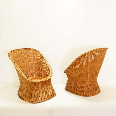 Pair of rattan armchairs from the 1960s, Italy