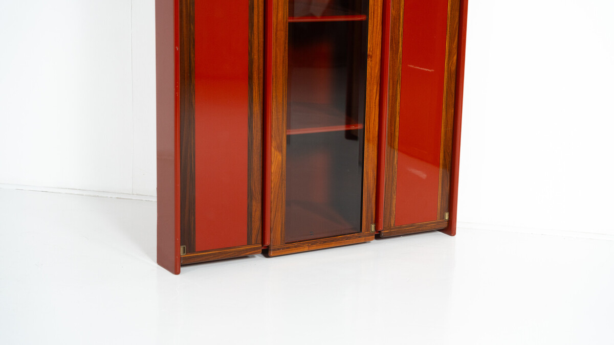 Pair of Red Artona Bookcases by Afra and Tobia Scarpa, Maxalto,1960s