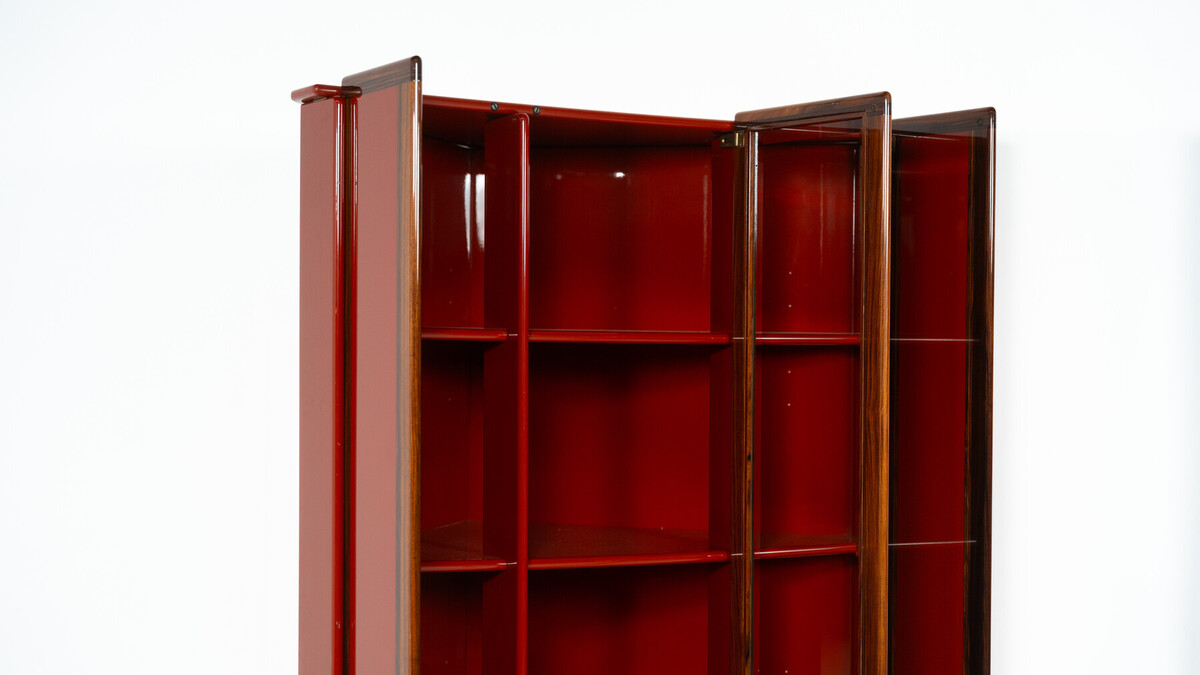 Pair of Red Artona Bookcases by Afra and Tobia Scarpa, Maxalto,1960s